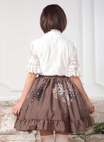 Steampunk Gear Printed Elastic Waist Pleated Ruffled Girl's Lolita Skirt
