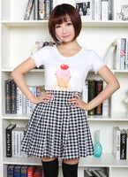 Classic Mori Girl Black and White Plaid Punk Mini Skirt