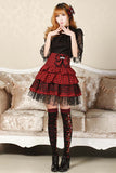 Sweet College Style Punk Plaid Black and Red Layered Skirt