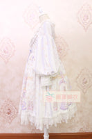 Sweet Long Lantern Sleeve Midi Dress ~ Angel's Book Printed Empire Waist Dress by Alice Girl ~ Pre-order