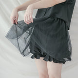 Sweet Lolita Bloomer Black/White Dotted Cosplay Shorts Elastic Waist Skorts