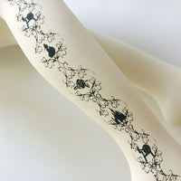 Sweet Women's Patterned Tights Harajuku Castle & Rose Printed Lolita Pantyhose White/Black