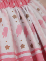 Strawberry & Icecream Printed Short Skirt Sweet Elastic Waist A line Lolita Skirt