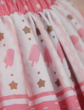 Strawberry & Icecream Printed Short Skirt Sweet Elastic Waist A line Lolita Skirt