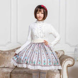 Sweet Mori Girl Alice and Coffee Mug Printed Short Skirt for Summer