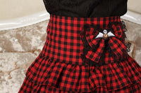 Sweet College Style Punk Plaid Black and Red Layered Skirt