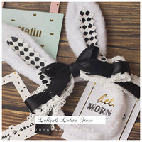 LOLITA Handmade Rabbit Ears Headband KC Multicolored Cute Plaid Cosplay Hairband