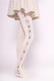 Sweet Women's Patterned Tights Harajuku Castle & Rose Printed Lolita Pantyhose White/Black