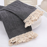 Cute Twist Pattern Cotton Thigh High Stockings Lace Trimmed Over Knee Stockings 5 Colors
