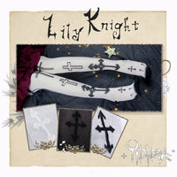 White Knight ~ Gothic Patterned Lolita Stockings Long Cross & Arrow Printed Summer Stockings