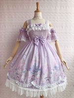 Unicorn's Secret Garden ~ Sweet Printed Lolita JSK Dress w. Detachable Sleeves by Yiliya