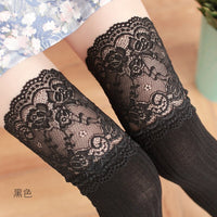 Classic Striped Pattern Thigh High Stockings Sweet Japanese Lace Sexy Cotton Over The Knee Stockings