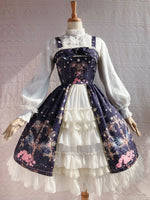 Sweet Cross & Flower Printed Sleeveless Lolita JSK Dress Plus Size Fairy Party Gown by Yiliya