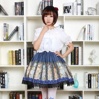 Vintage Style Short Lolita Skirt Mucha's Horae Goddess Printed Lolita Daily Short Skirt