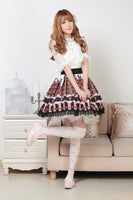Japanese Style Lovely Chocolate Color Pleated Lace Lolita Skirt for Girl