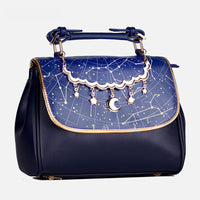 Constellation Printed Lolita Handbag Cute Satchel Bag with Moon & Star Pendant