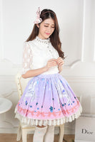 Sweet Ombre Pink Unicorn Printed Lace Lady's Lolita Skirt