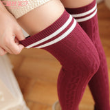 Twist Vertical Striped Thigh High Stockings Sweet Over the Knee Stockings for Women