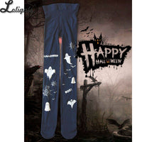2019 Halloween Tights with Little Devil Print Gothic Lolita Pantyhose