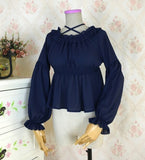 Sweet Long Lantern Sleeve Chiffon Blouse Autumn Women's Off the Shoulder Top