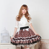 Japanese Style Lovely Chocolate Color Pleated Lace Lolita Skirt for Girl