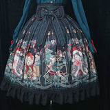 Merry Christmas ~ Sweet Printed High Waist Lolita Skirt Ruffled Long Skirt