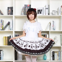 Kawaii Japanese Style Short Skirt Empire Waist Punk Poker Card Printed Short Jumper Lolita Skirt