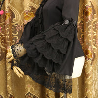 Retro Style Women's Chiffon Shirt Ruffled Flare Sleeve Lolita Blouse