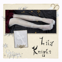 White Knight ~ Gothic Patterned Lolita Stockings Long Cross & Arrow Printed Summer Stockings