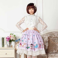 Original Design Japanese Style Fantasy Cartoon Adorable Printed Sweet Lace Lolita Skirt for Girl