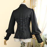 Vintage Women's Chiffon Blouse Long Lantern Sleeve Button Down Shirt 6 Colors