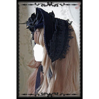 Rose Sanctuary ~ Lolita Retro Lace Trimming Victorian Half-head Bonnet by Infanta