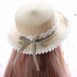 Mori Girl Sweet Lolita Sunhat Plaid Straw Caps Beautiful Sun Hat