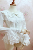 Gorgeous Retro Style Female Lolita White Blouse Sweet Long Bell Sleeve Shirt with Tassels