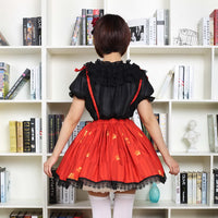 Red Sweet Short Skirt Lovely Japanese Plum Flower Printed Lolita Skirt