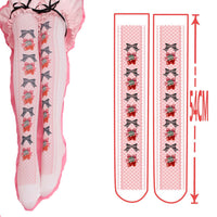 Sweet Lolita Thigh High Stockings Kawaii 100D Printed Velvet Long Stockings for Girl 9 Patterns