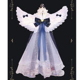 Sweet Lolita Wings Feather White Cosplay Wings w. Veil Party Costume Wing
