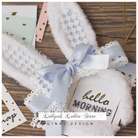 LOLITA Handmade Rabbit Ears Headband KC Multicolored Cute Plaid Cosplay Hairband