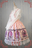 Sweet Female Chiffon Suspender Skirt Alice Wonderland Series Printed Midi Skirt by Strawberry Witch