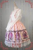 Sweet Female Chiffon Suspender Skirt Alice Wonderland Series Printed Midi Skirt by Strawberry Witch