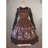 Sweet Lolita JSK Dress Alice Wonderland Series Printed Empire Waist Sleeveless Dress by Strawberry Witch