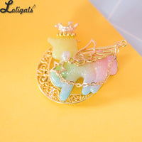 Sweet Mori Girl Hairpins & Brooches Lovely Resin Unicorn Hair Clip & Brooch