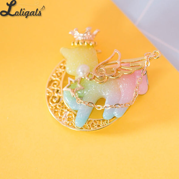 Sweet Mori Girl Hairpins & Brooches Lovely Resin Unicorn Hair Clip & Brooch