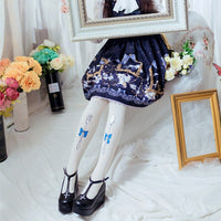 Japanese Sweet Lolita Velvet Tights Folks and Spoon Printed Pantyhose