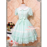 Sweet Short Sleeve Chiffon Summer Dress Cute Peter Pan Collar Lolita OP Dress by Strawberry Witch