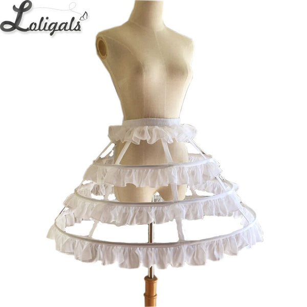 Short 3 Hoop Lolita Petticoat White/Black Crinoline Gothic Petticoat Underskirt for Woman