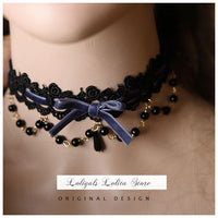 Sweet Lolita Chocker Necklace Cute Bowknot Chocker with Beaded Chain