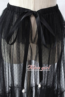Gothic Black Ruffled Waist Curtain Vintage Mesh Overlay Skirt Pre-order by Alice Girl