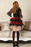 Academic Red Double Layered Tutu Skirt Punk Plaid Mini Skirt for Women
