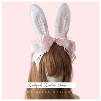 LOLITA Handmade Rabbit Ears Headband KC Multicolored Cute Plaid Cosplay Hairband